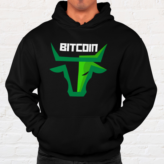 Bitcoin Over Green Bull Head Hoodie